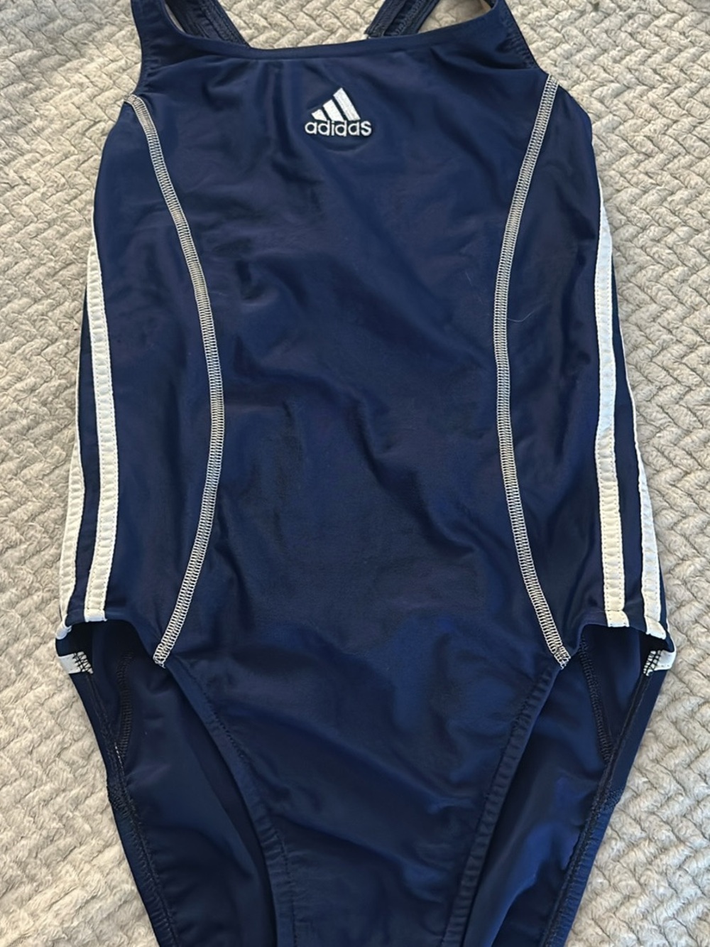 NWT Vintage Adidas Navy Blue One-Piece Swimsuit with White Accents
